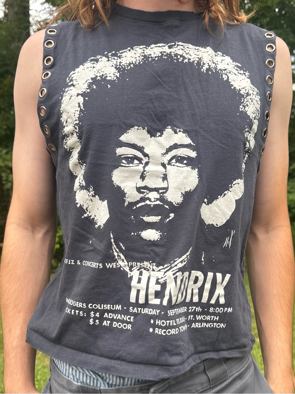 Vintage Hendrix Graphic Muscle Tee - Black